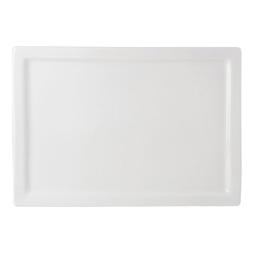 Tuxton China Inc ABU-554 Napa 15.5" x 11" Pearl White Rectangle Ceramic Plate - 6 EA