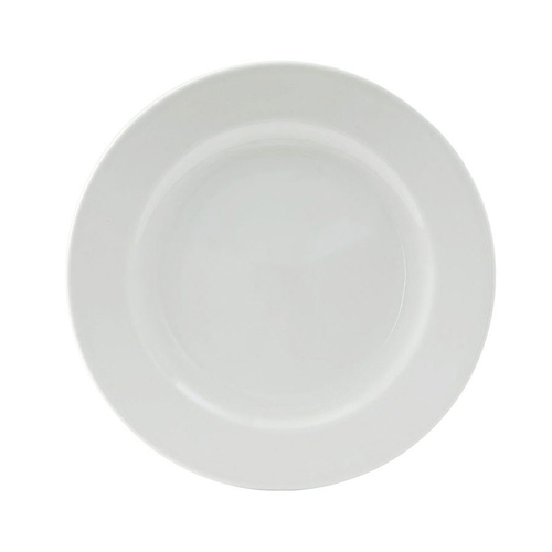 Tuxton China Inc ALA-082 Alaska 8-1/4" Diameter Porcelain White Wide Rim Plate - 3 Dz