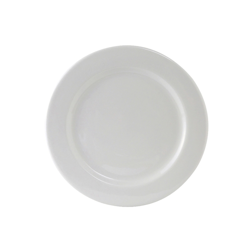 Tuxton China Inc ALA-094 Alaska 9-1/2" Diameter Porcelain White Wide Rim Plate - 2 Dz