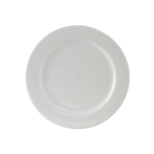Tuxton China Inc ALA-102 Alaska 10.25" Diameter Porcelain White Wide Rim Plate - 1 Dz