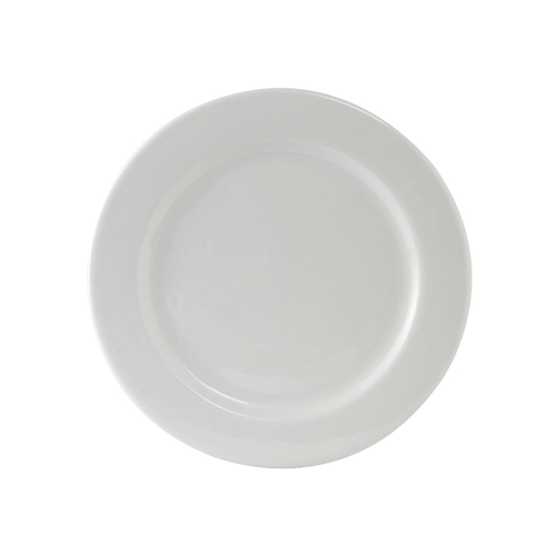 Tuxton China Inc ALA-104 Alaska 10.5" Diameter Porcelain White Wide Rim Plate - 1 Dz
