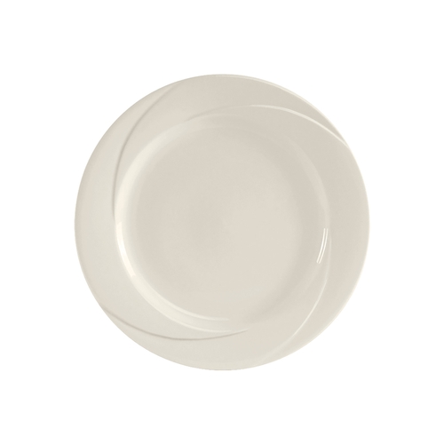 Tuxton China Inc ASU-006 San Marino 10" Pearl White Round Wide Rim Plate - 1 Doz