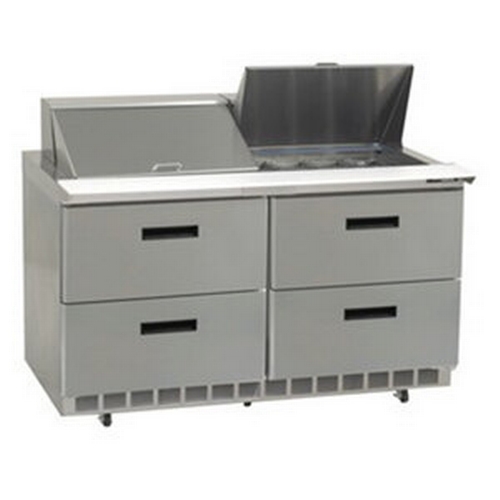 Delfield D4448NP-12M 48" Two-Section 12 Pan Mega Top Prep Table w/ 4 Drawers