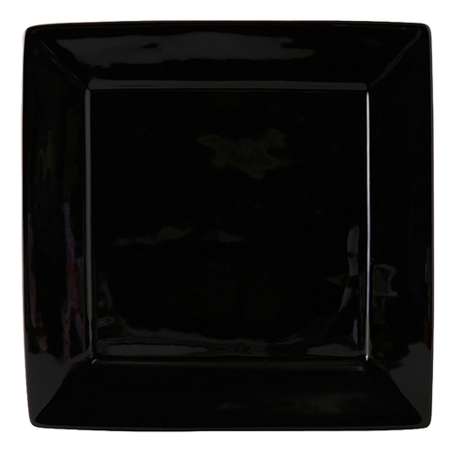 Tuxton China Inc BBH-1016 DuraTux 10-1/8" Black Ceramic Square Wide Rim Plate - 1 Doz