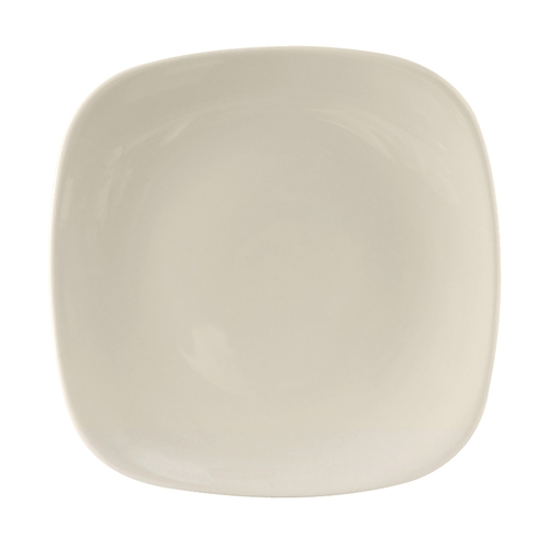 Tuxton China Inc BEH-090C DuraTux 9" Amr White/Eggshell Ceramic Square Plate - 1 Doz