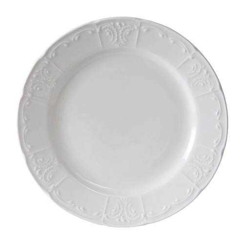 Tuxton China Inc CHA-096 Chicago 9-3/4" Porcelain White Wide Rim Round Plate - 2 Doz