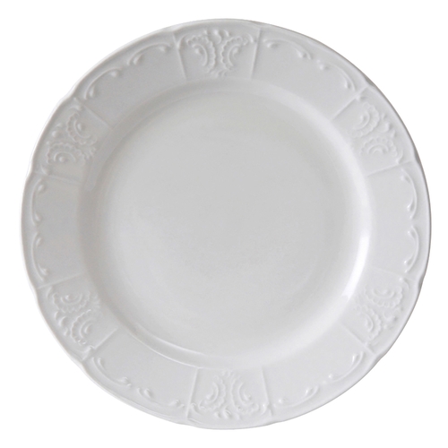 Tuxton China Inc CHA-104 Chicago 10-1/2" Porcelain White Wide Rim Round Plate - 1 Doz