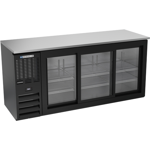 Beverage Air BBN72HC-F-GS-B 72" Refrigerated Black Exterior Sliding Door Back Bar Cooler