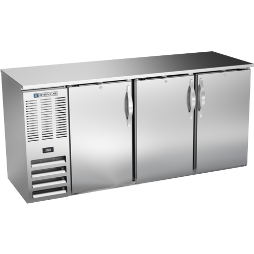 Beverage Air BBN72HC-F-S 72" Stainless Steel Solid 3 Door Back-Bar Cooler