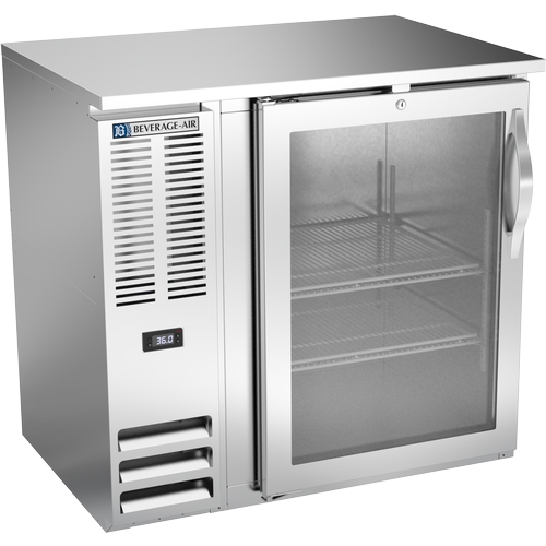 Beverage Air BBN36HC-G-S 36"Stainless Steel Glass Door Back Bar Cabinet w/ LED Lights