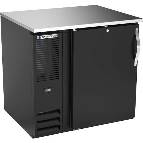Beverage Air BB36HC-B 36" One-Section Black Vinyl Solid Door Back Bar Cooler