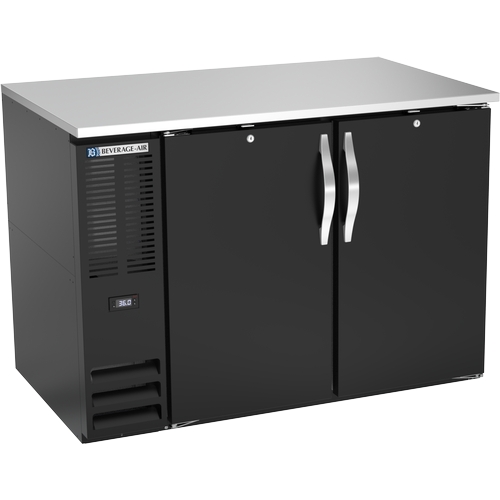 Beverage Air BB48HC-B 48" Two-Section Black Vinyl Solid Door Back Bar Cooler