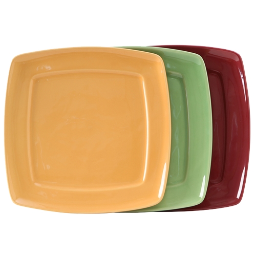 Tuxton China Inc DYH-112L DuraTux 11" Assorted Ceramic Square Plates - 1 Doz