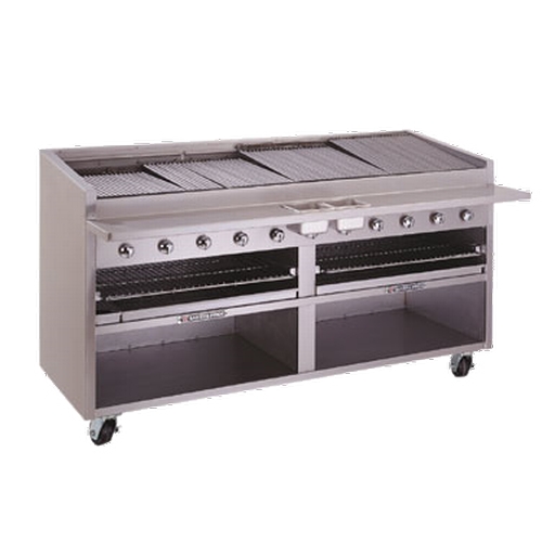 Bakers Pride F-72RS 72" Gas Stainless Steel Radiant Charbroiler w/ Cabinet Base