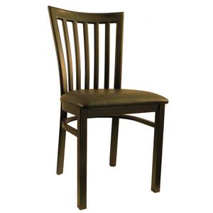 H&D Commercial Seating 6179 VENEER Blk Metal Restaurant Full Wrinkle Back Chair Veneer Seat