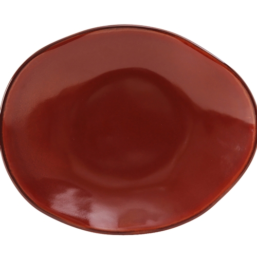 Tuxton China Inc GAR-652 Artisan 12" x 9-3/4 Red Rock Ceramic Ellipse Plate - 1 Doz