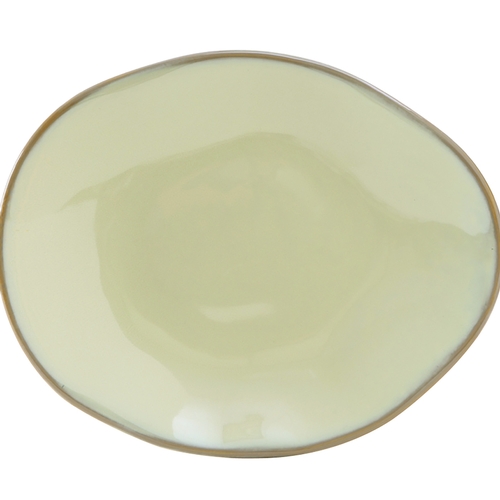 Tuxton China Inc GAS-652 Artisan 12" x 9-3/4 Sagebrush Ceramic Ellipse Plate - 1 Doz