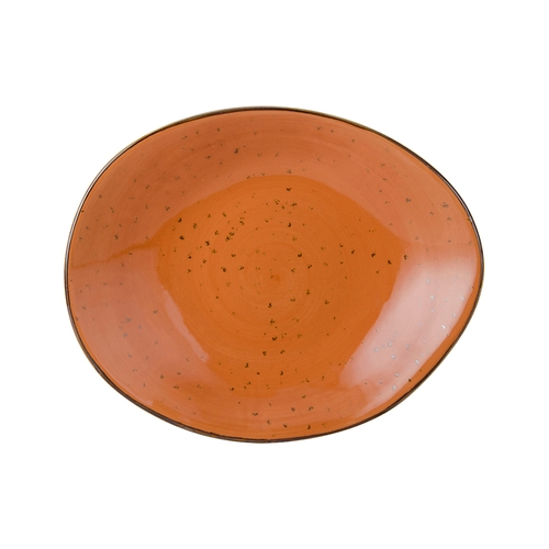 Tuxton China Inc GGC-652 Artisan Geode 12" x 9-3/4" Coral Ellipse Plate - 1 Doz