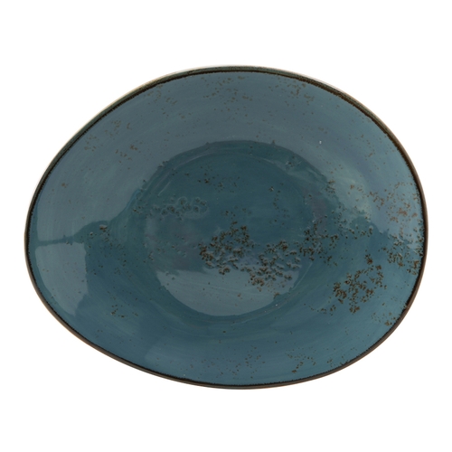 Tuxton China Inc GGE-651 Artisan Geode 10" x 8-1/4" Azure Ellipse Plate - 1 Doz