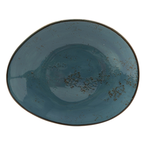 Tuxton China Inc GGE-652 Artisan Geode 12" x 9-3/4" Azure Ellipse Plate - 1 Doz