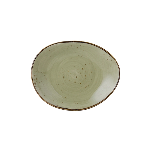 Tuxton China Inc GGO-650 Artisan Geode 8-3/8" x 6-7/8" Olive Ellipse Plate - 1 Doz