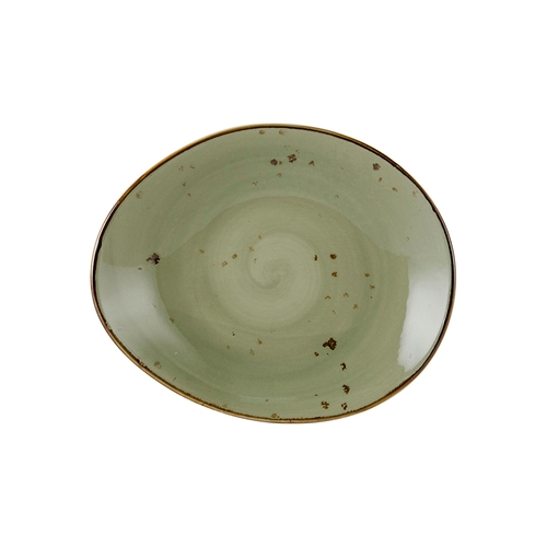 Tuxton China Inc GGO-651 Artisan Geode 10" x 8-1/4" Olive Ellipse Plate - 1 Doz