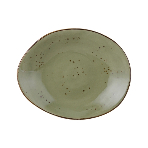 Tuxton China Inc GGO-652 Artisan Geode 12" x 9-3/4" Olive Ellipse Plate - 1 Doz
