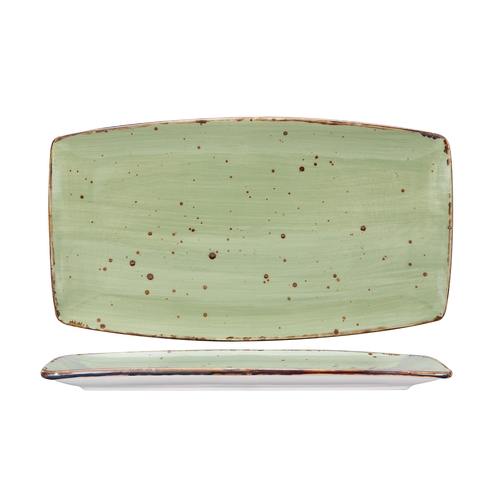 Tuxton China Inc GGOR553 Artisan Geode 14" x 8" Olive Ceramic Rectangular Plate -1 Dz