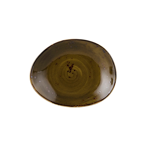 Tuxton China Inc GGW-650 Artisan Geode 8-3/8" x 6-7/8" Walnut Ellipse Plate - 1 Doz