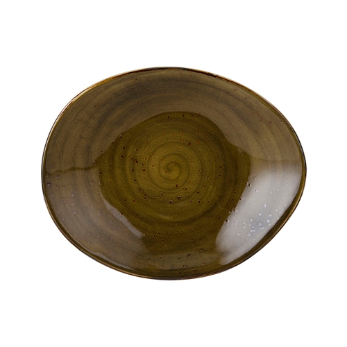 Tuxton China Inc GGW-652 Artisan Geode 12" x 9-3/4" Walnut Ellipse Plate - 1 Doz
