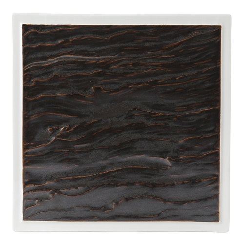 Tuxton China Inc GKP-503 Kona 12" Lava/Porcelain White Narrow Rim Square Plate - 6 EA