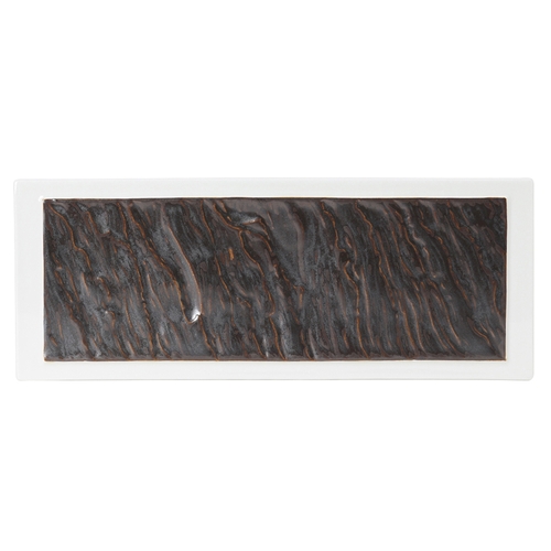 Tuxton China Inc GKP-552 Kona 14" x 5.5" Lava/Porcelain White Rectangle Plate - 6 EA