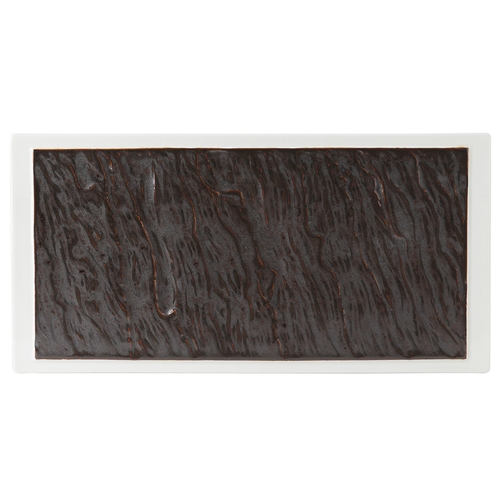 Tuxton China Inc GKP-554 Kona 16" x 8" Lava/Porcelain White Rectangular Plate - 6 EA