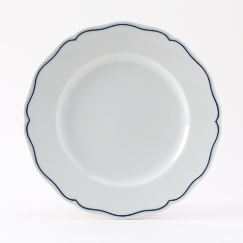 Tuxton China Inc SBA-090 Charleston 9" Porcelain White Blue Band Round Plate -2 Dz 