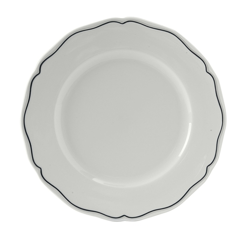 Tuxton China Inc SBA-122 Charleston 12.25" Porcelain White Blue Band Plate -1 Dz 