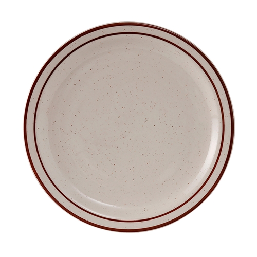 Tuxton China Inc TBS-008 Bahamas 9" Amr White/Eggshell Brown Speckle Round Plate 