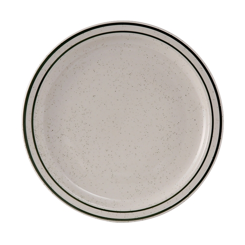 Tuxton China Inc TES-008 Emerald 9" Amr White/Eggshell Green Speckle Plate - 2 Dz