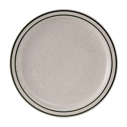 Tuxton China Inc TES-009 Emerald 9" Amr White/Eggshell Green Speckle Plate - 2 Dz 