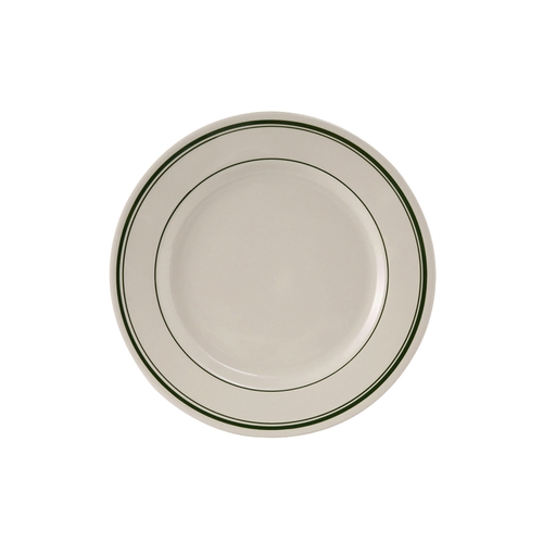 Tuxton China Inc TGB-005 Green Bay 5.5" Amr White/Eggshell w/ Green Band Plate - 3 Dz