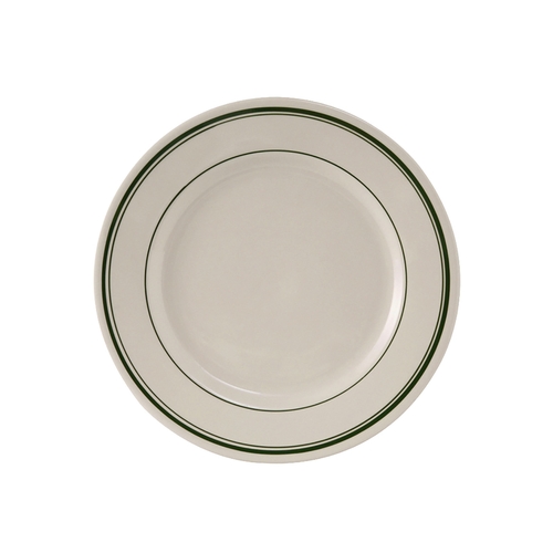Tuxton China Inc TGB-006 Green Bay 6-5/8" Amr White/Eggshell Green Band Plate - 3 Dz