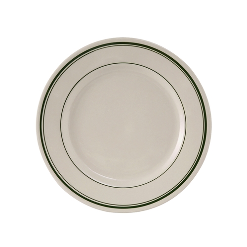 Tuxton China Inc TGB-007 Green Bay 7-1/8" Amr White/Eggshell Green Band Plate - 3 Dz