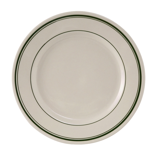 Tuxton China Inc TGB-009 Green Bay 9-5/8" Amr White/Eggshell Green Band Plate - 2 Dz