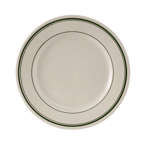 Tuxton China Inc TGB-022 Green Bay 8-3/8" Amr White/Eggshell Green Band Plate - 3 Dz