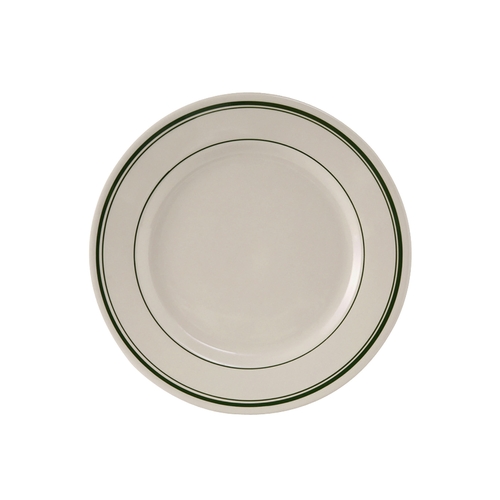 Tuxton China Inc TGB-031 Green Bay 6-1/4" Amr White/Eggshell Green Band Plate - 3 Dz