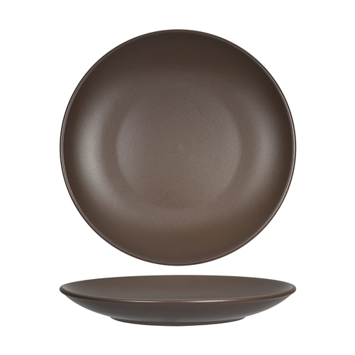 Tuxton China Inc VNA-102 Zion 10-1/4" Matte Brown Porcelain Round Coupe Plate - 1 Doz