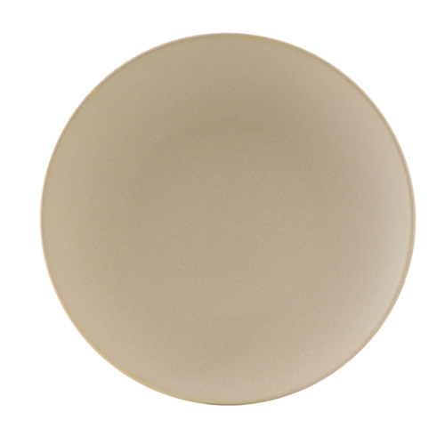 Tuxton China Inc VYA-115 Zion 11-3/4" Matte Beige Porcelain Round Coupe Plate - 1 Doz