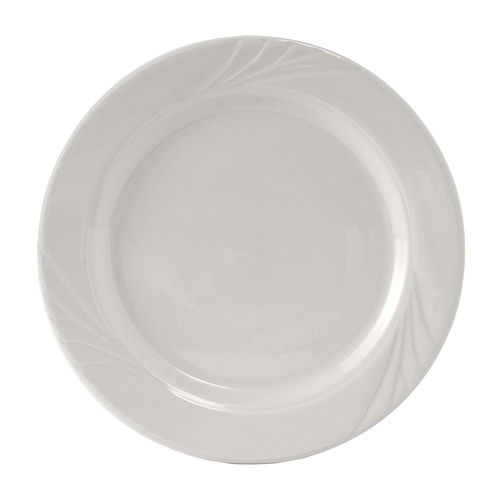 Tuxton China Inc YPA-096 Sonoma 9-3/4" Porcelain White Wide Rim Round Plate - 2 Doz