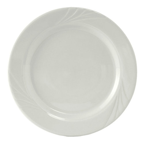 Tuxton China Inc YPA-102 Sonoma 10-1/4" Porcelain White Wide Rim Round Plate - 1 Doz