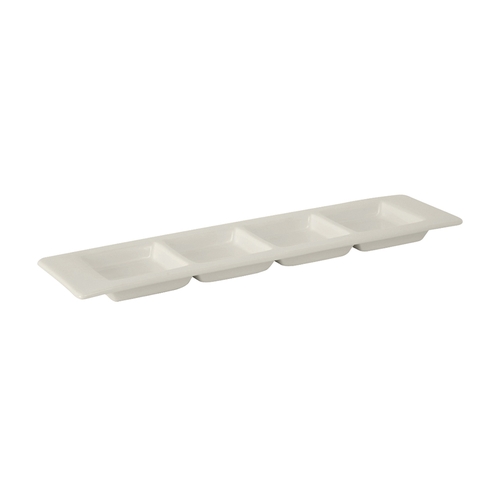 Tuxton China Inc AMU-557 AlumaTux 12-3/4" x 3-3/8" Pearl White 4-Compartment Plate