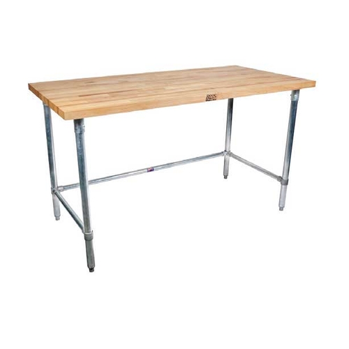 BK Resources MFTGOB-9630 96" x 30" Maple Wood Work Table w/ Open Galvanized Base